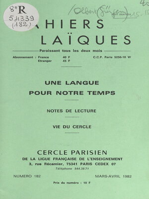 cover image of Une langue pour notre temps